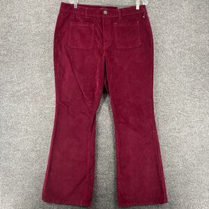 JNY Women Pants Size 16 Maroon Velvet High Rise Flare 70s Hippie Boho Fairy Goth